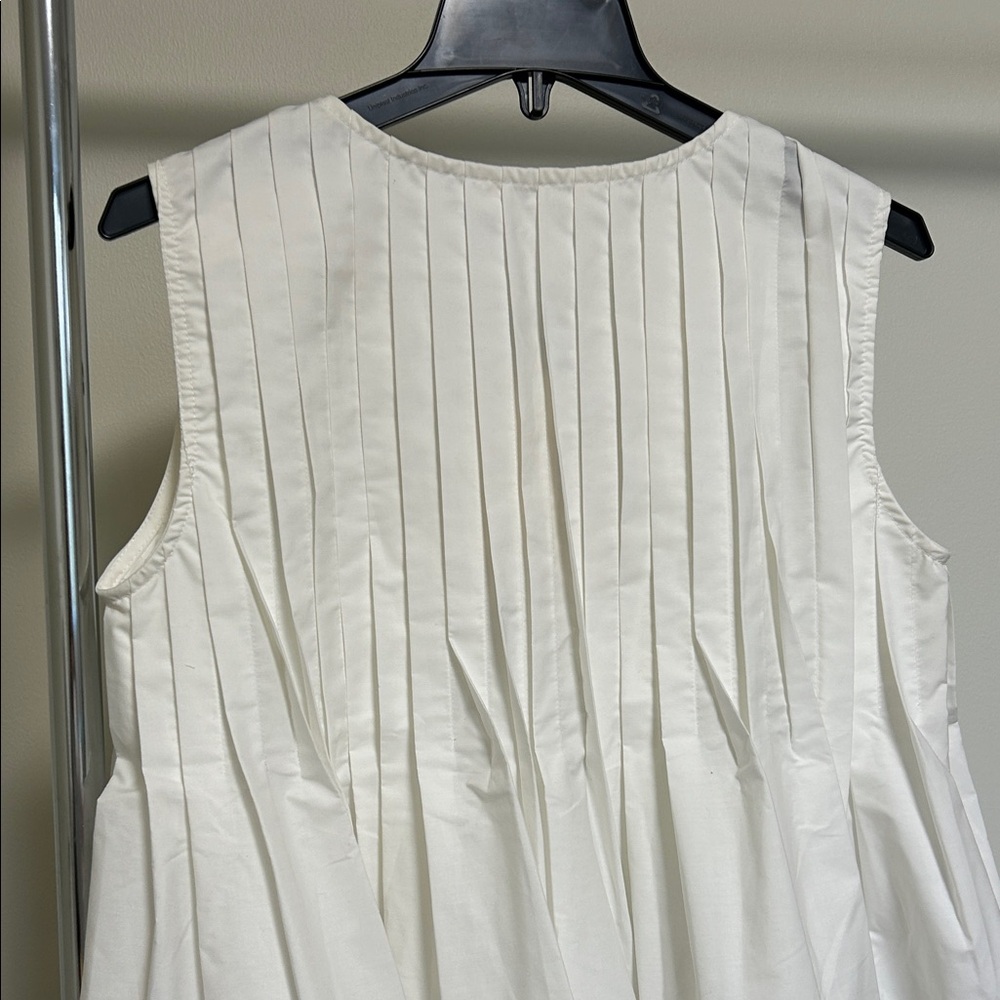 Commense White Sleeveless Pleated Bow-Accent Blouse - Picture 6 of 7